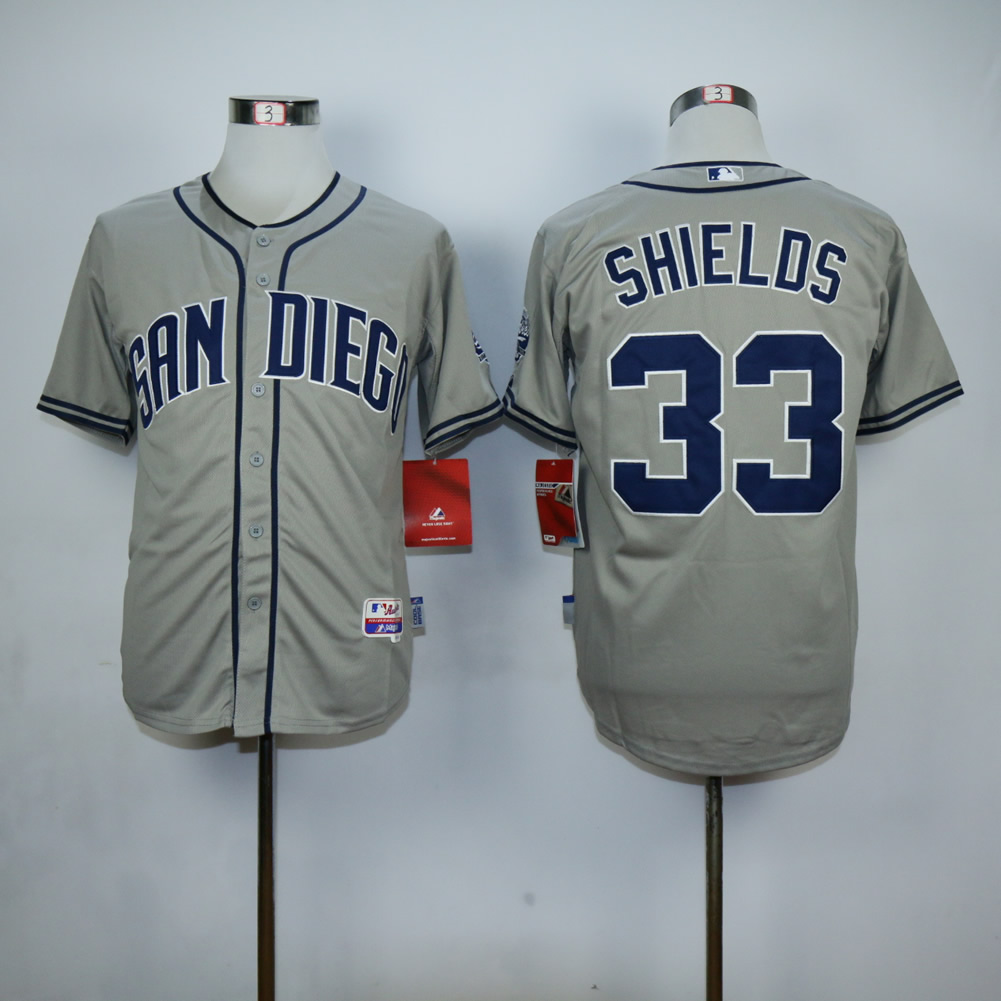 Men San Diego Padres 33 Shields Grey MLB Jerseys